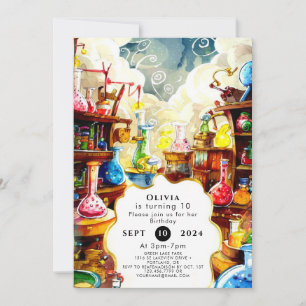 Watercolor Kids' Magic Scientist zum Geburtstag Einladung