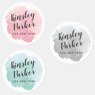 Watercolor Kids Name Wasserdicht Etiketten