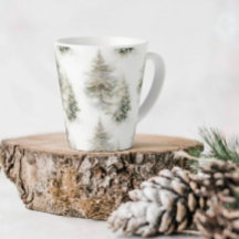 Watercolor Kiefernwald Latte Tasse