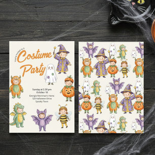 Watercolor-Kinder-Halloween-Kostüm-Party Whimsical Einladung