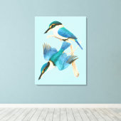 Watercolor Kingfisher Birds Blue Leinwanddruck (Insitu (Holzboden))