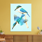 Watercolor Kingfisher Birds Blue Leinwanddruck (Insitu (Wohnzimmer))