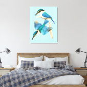 Watercolor Kingfisher Birds Blue Leinwanddruck (Insitu (Schlafzimmer))