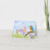 Watercolor Kingfisher with Purple Irises  (Vorderseite)