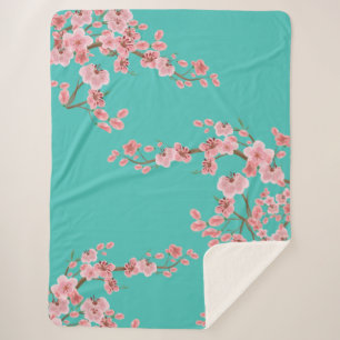 Watercolor-Kirschblüten-Sherpa-Decke Sherpadecke