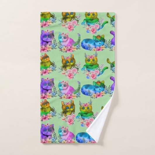 Watercolor Kitten Muster ,Kitten Eigentümer Badhandtuch Set (Handtuch)