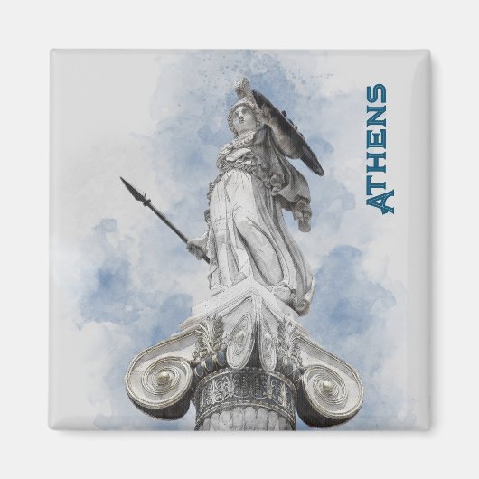 Watercolor Klassische griechische Statue Athena Magnet (Vorne)