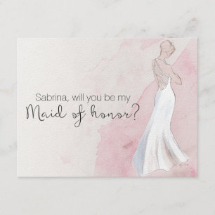 Watercolor-Kleid "sind Sie meine Trauzeugin " Einladung