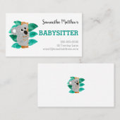Watercolor Koala Babysitter Childcare Provider Visitenkarte (Vorne/Hinten)