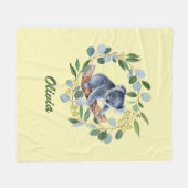 Watercolor Koala und Eukalyptus Wreath Fleecedecke (Vorderseite (Horizontal))