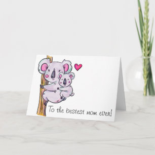 Watercolor Koalas Mütter Tageskarte Karte