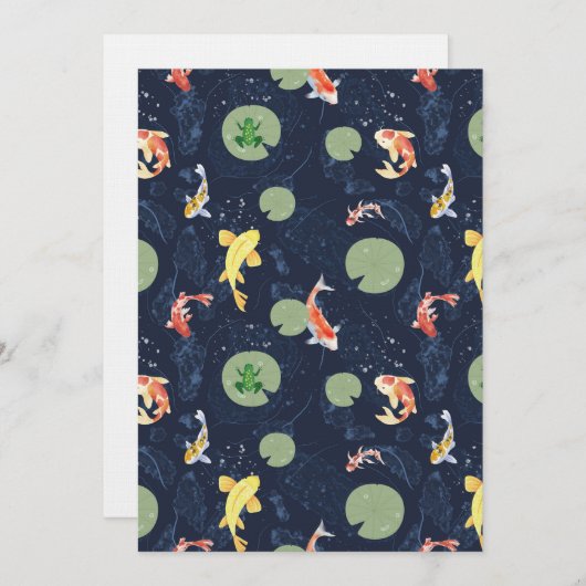 Watercolor Koi Fish Pond Seamless Pattern Einladung (Vorne/Hinten)