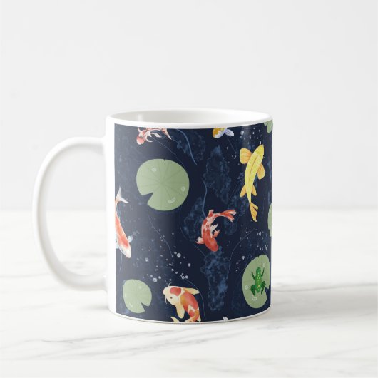Watercolor Koi Fish Pond Seamless Pattern Kaffeetasse (Links)