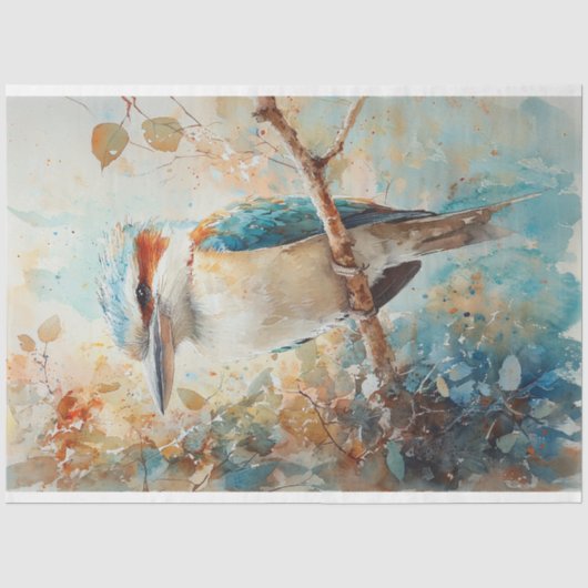 Watercolor Kookaburra Decoupage Seidenpapier (Vorderseite)