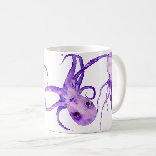 Watercolor-Kraken-Tasse Kaffeetasse (VorderseiteRechts)