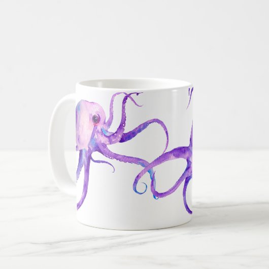 Watercolor-Kraken-Tasse Kaffeetasse (Vorderseite Links)