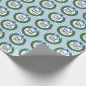 Watercolor Kranz mit Blue Bow Weihnachten Geschenkpapier (Ecke)