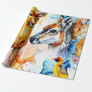 Watercolor-Kreaturen-Collage Geschenkpapier