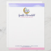 Watercolor-Kristalle u. Goldsichelförmige Briefbogen (Vorne/Hinten)