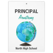 Watercolor-Kugel-personalisierter Schulvorsteher Klemmbrett (Rückseite)