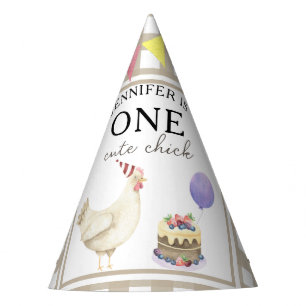 Watercolor-Küken 1. Geburtstag Partyhütchen