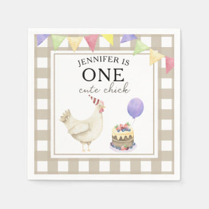 Watercolor-Küken 1. Geburtstag Serviette