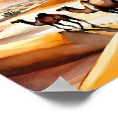 Watercolor Kunst in der Sahara Poster (Ecke)