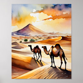Watercolor Kunst in der Sahara Poster