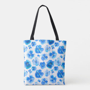 Watercolor-Kunsttasche Blume des Pansy blaue Tasche