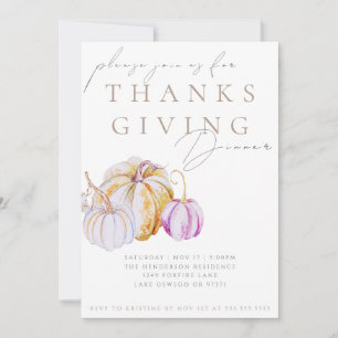 Watercolor-Kürbis-Thanksgiving-Dinner-Einladung Einladung