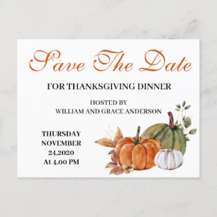Watercolor-Kürbis-Thanksgiving-Save-the-Date Postkarte