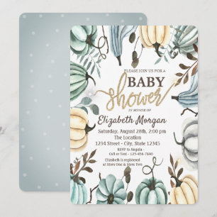 Watercolor-Kürbisse Punkte Baby Shower  Einladung