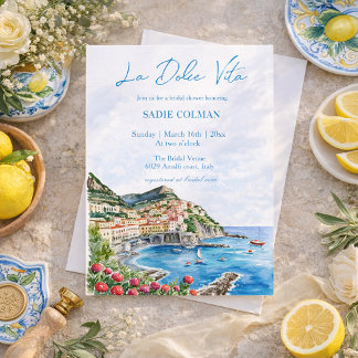 Watercolor La Dolce Vita Italian Bridal Shower  Einladung