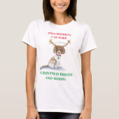 Watercolor Labradoodle Christmas Lights Antlers T- T-Shirt (Vorderseite)