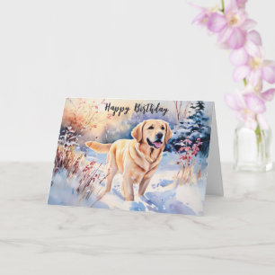Watercolor-Labrador-Hund im Schnee Alles Gute zum  Karte