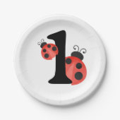 Watercolor Ladybug Birthday Party White Pappteller (Vorderseite)