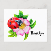 Watercolor Ladybug Floral Danke