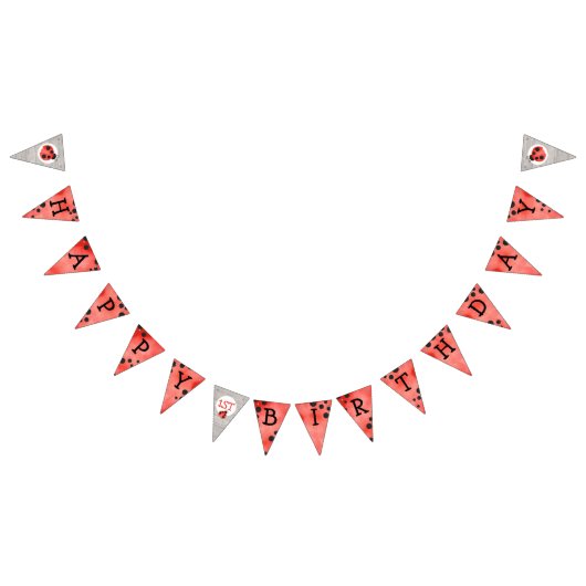 Watercolor Ladybug Happy Birthday Bunting Banner (Alle)