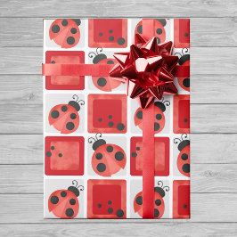 Watercolor Ladybug Party Wrapping Paper Geschenkpapier