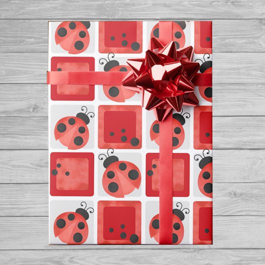 Watercolor Ladybug Party Wrapping Paper Geschenkpapier