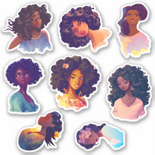 Watercolor Ladys Scrapbook Sticker Pack (Vorderseite)