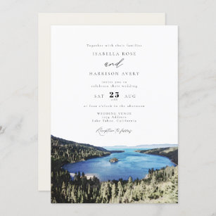 Watercolor Lake Tahoe Nationalpark Wedding Einladung