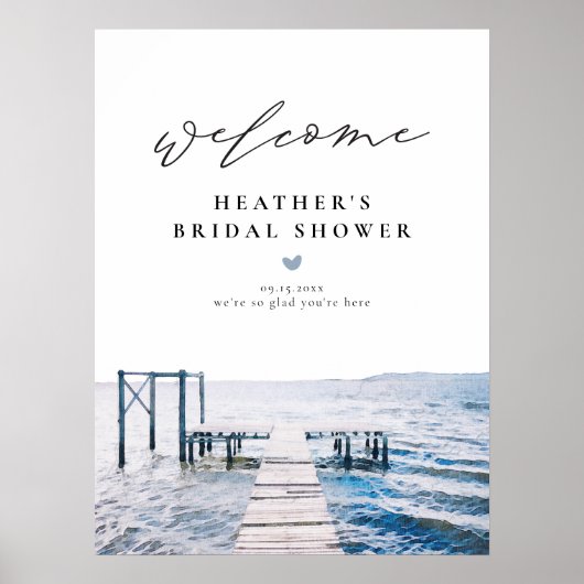 Watercolor Lakeside Lake Bridal Shower Welcome Poster (Vorne)