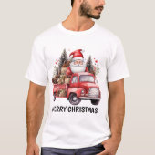 Watercolor Land Weihnachtswagen hinzufügen Text Sa T-Shirt (Vorderseite)