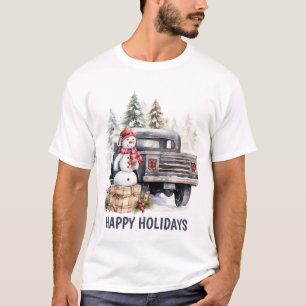Watercolor Land Weihnachtswagen hinzufügen Text T-Shirt