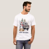 Watercolor Land Weihnachtswagen hinzufügen Text T-Shirt (Vorne ganz)