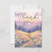 Watercolor Landscape Sunrise Nature Purple Tones Dankeskarte (Vorderseite)