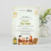 Watercolor Lantern & Quran Night Design Iftar Einladung (Stehend Vorderseite)