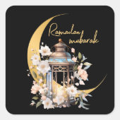 Watercolor lantern Ramadan Mubarak Quadratischer Aufkleber (Vorderseite)