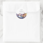 Watercolor Las Vegas Destination Wedding Runder Aufkleber (Tasche)